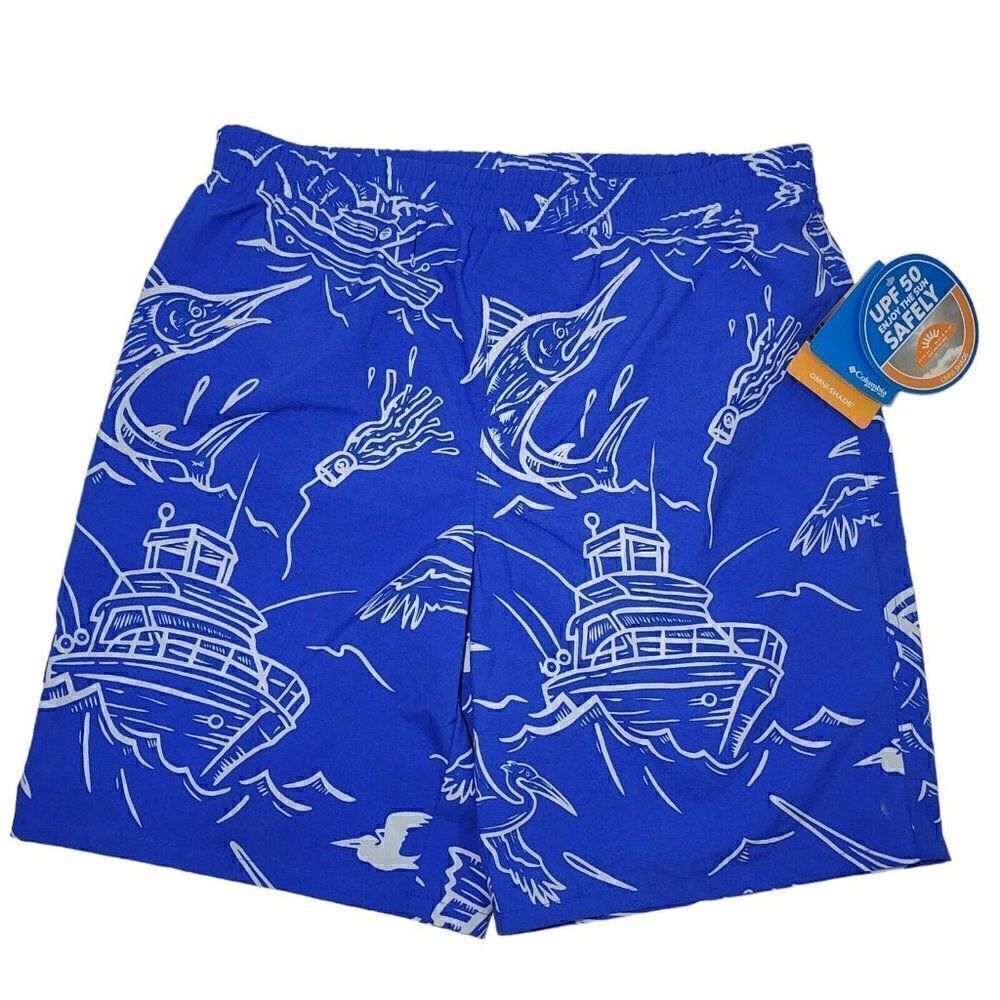 Columbia PFG Swim Trunks Boys Youth XL‎ 18/20 Super Backcast Shorts UPF 50 Lined